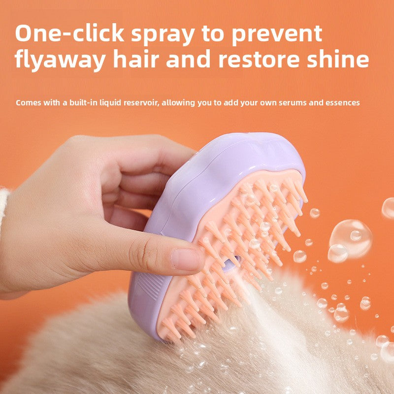 2-in-1 Pet Steam Grooming & Massage Comb ? Bath-Free Hair Removal Brush for Dogs & Cats